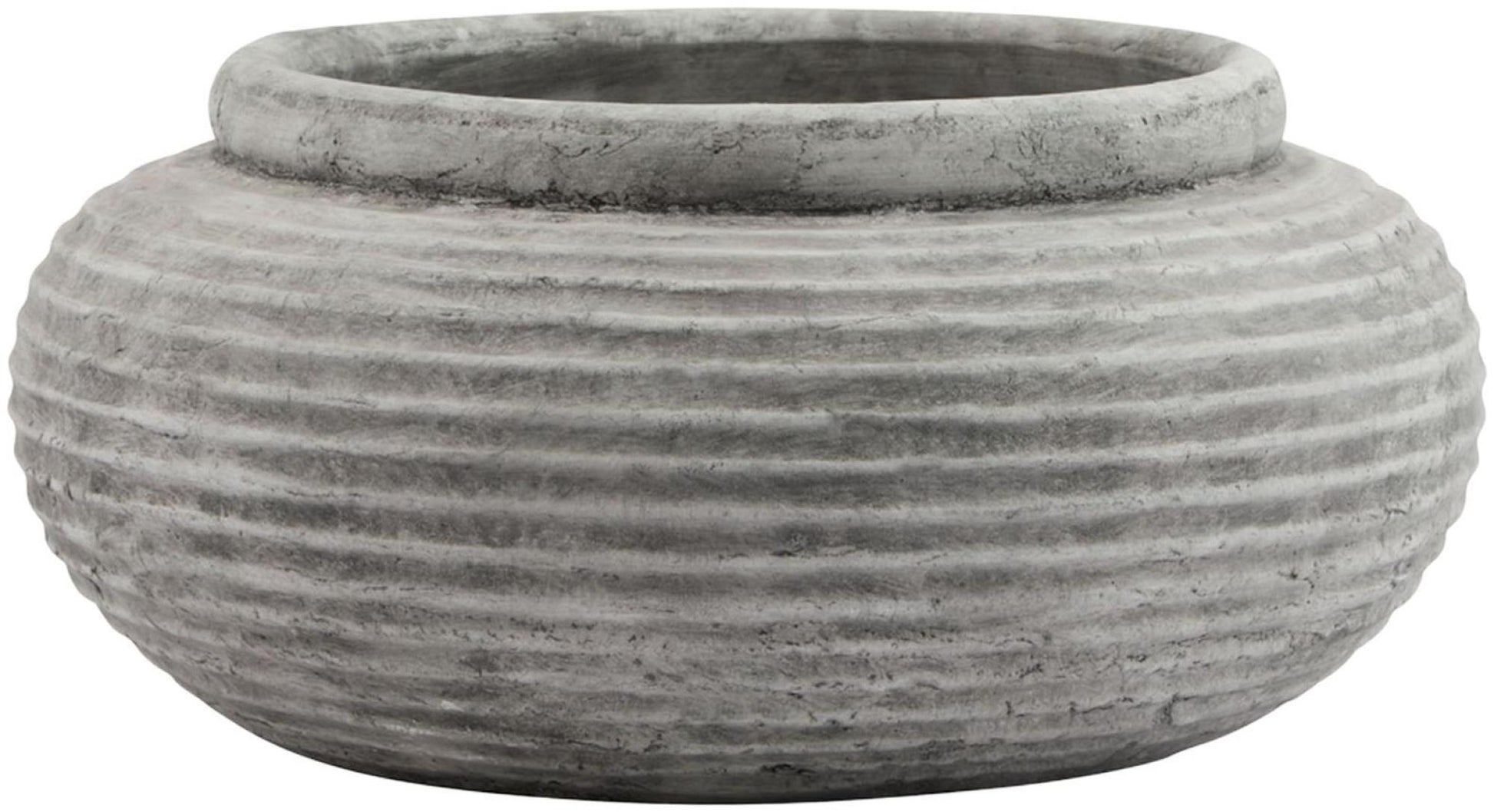 Athena White Ceramic Round Ribbed Planter - Nestium