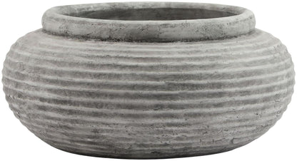 Athena White Ceramic Round Ribbed Planter - Nestium