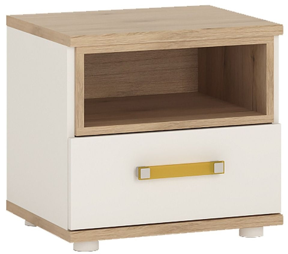 4Kids 1 Drawer Bedside Cabinet with Orange Handles
