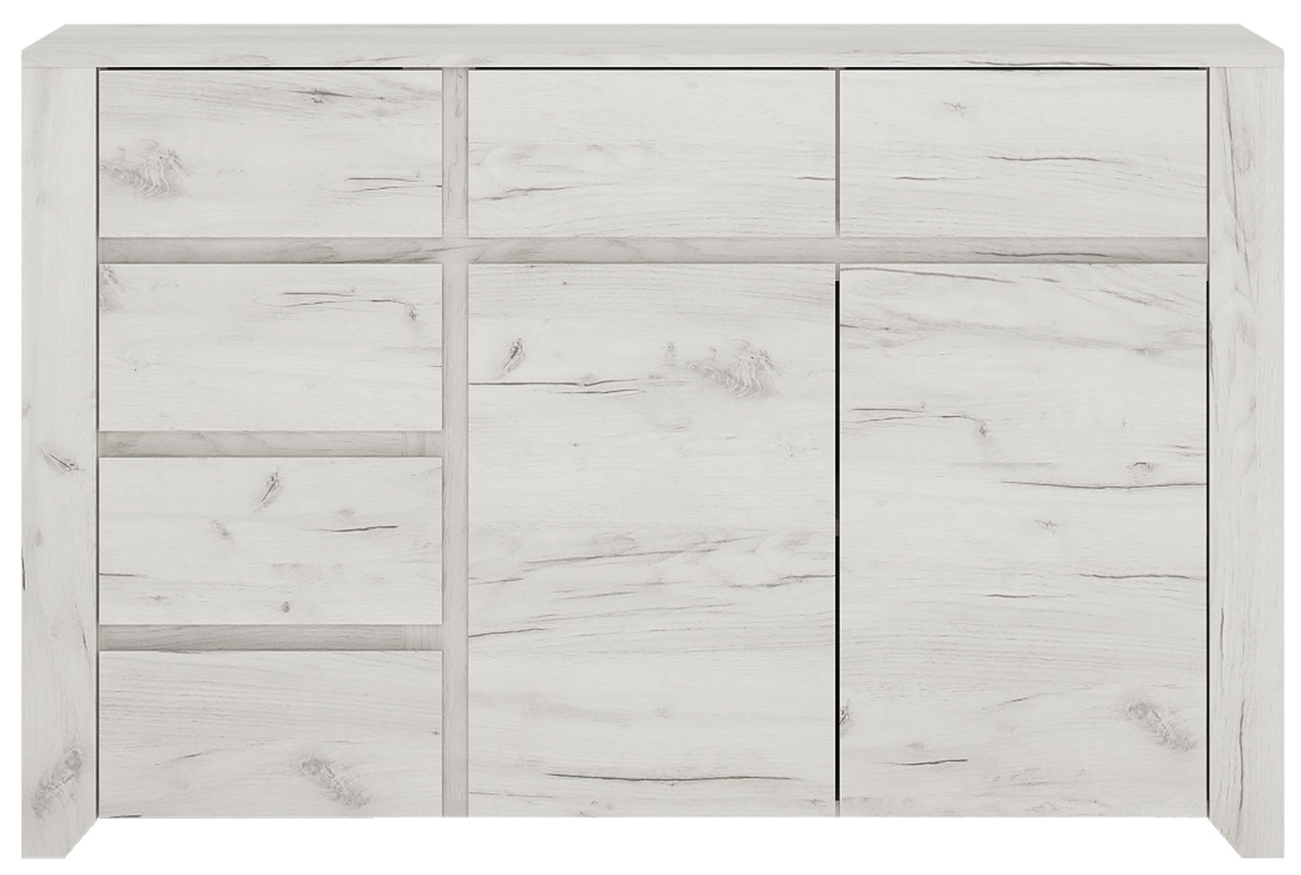 Angel White Oak 2 Door 3+3 Drawer Wide Chest