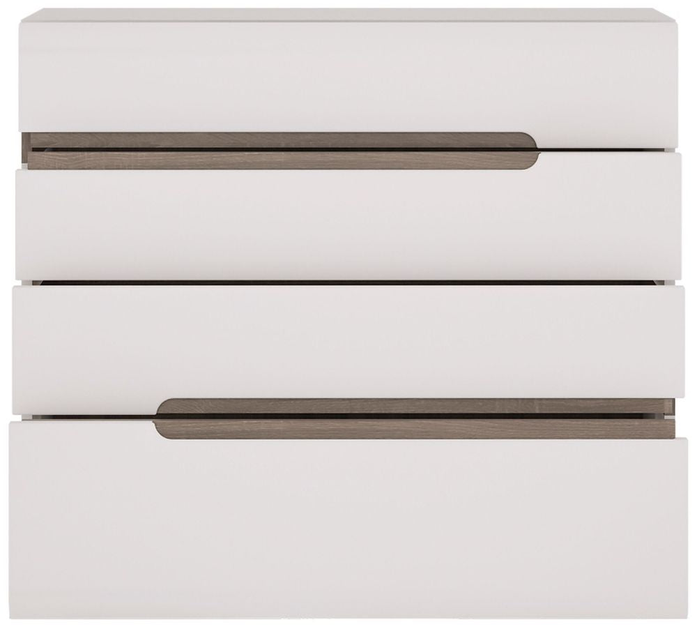Chelsea Bedroom 4 Drawer Chest in White with Truffle Oak Trim