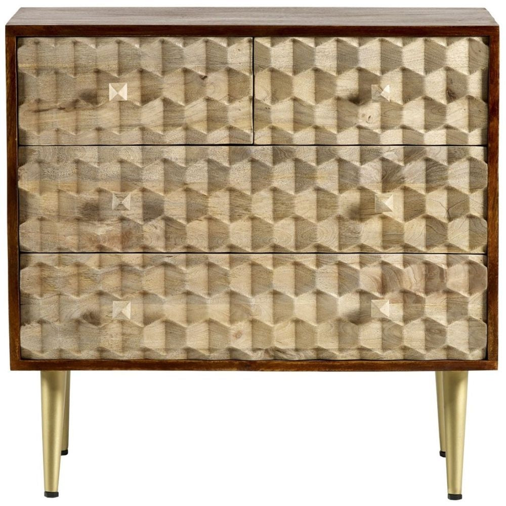 Mango Edison Two Tone Scandinavian Wood 4 Drawer Chest