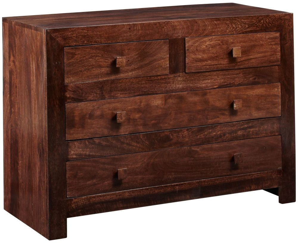 Toko Walnut Solid Mango Hardwood Dressing 2+2 Drawer Chest - Nestium