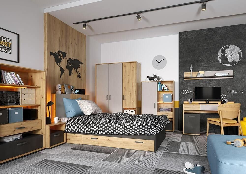 Qubic Oak Corner Wardrobe - Nestium