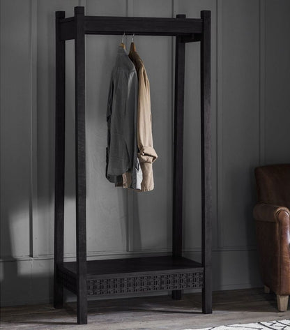 Boho Boutique Black Wood Open Wardrobe - Nestium