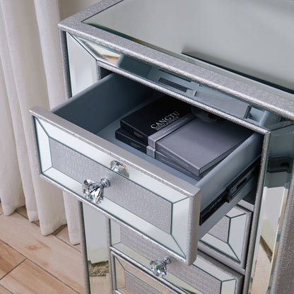 Sofia Mirrored 5 Drawer Tall Boy Chest - Nestium