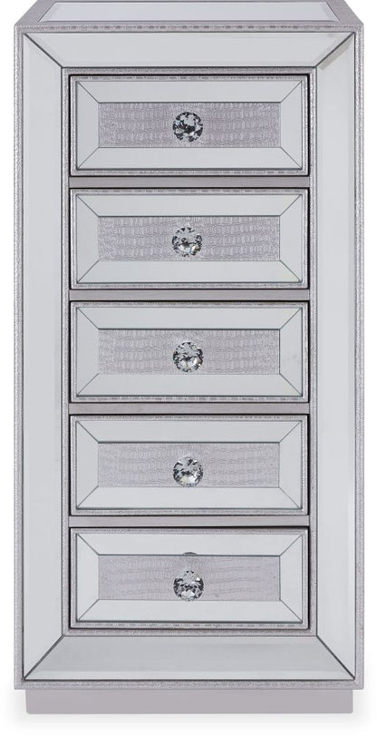 Sofia Mirrored 5 Drawer Tall Boy Chest - Nestium