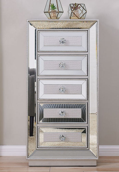 Sofia Mirrored 5 Drawer Tall Boy Chest - Nestium