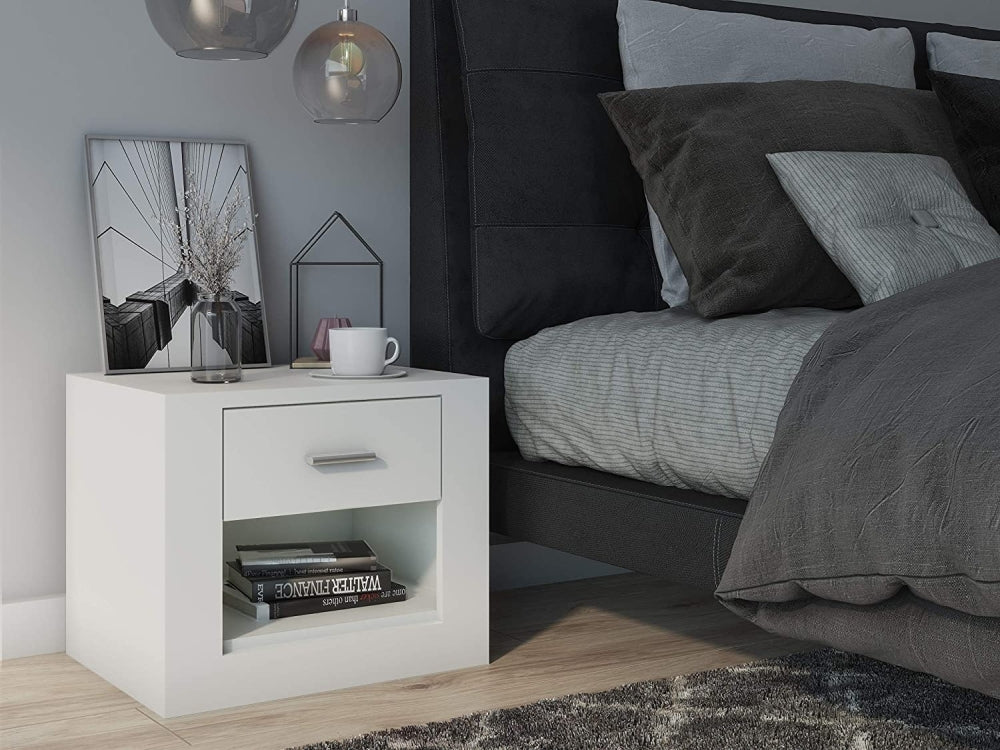 Idea White Matt 1 Drawer Bedside Cabinet