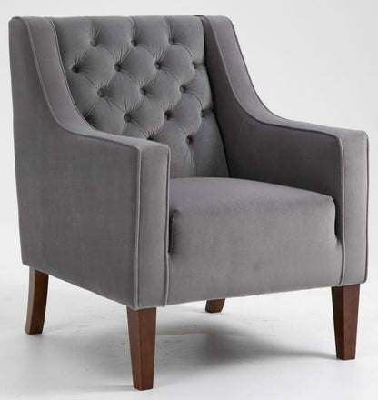 Isabel Athena Grey Velvet Fabric Chesterfield Chair