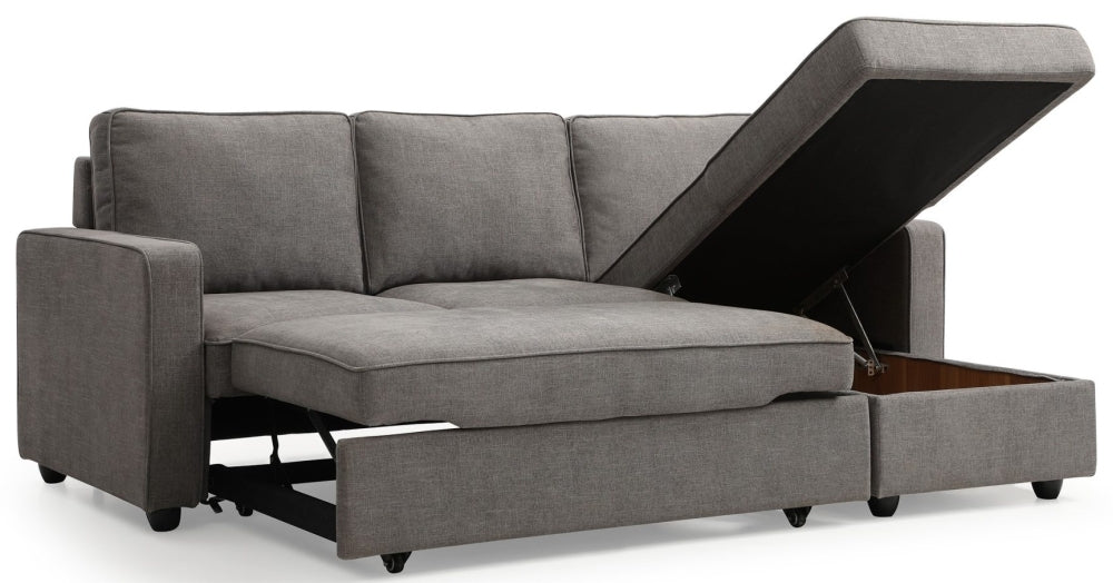 Myles Typhon Grey Weave Fabric Corner Sofa Bed