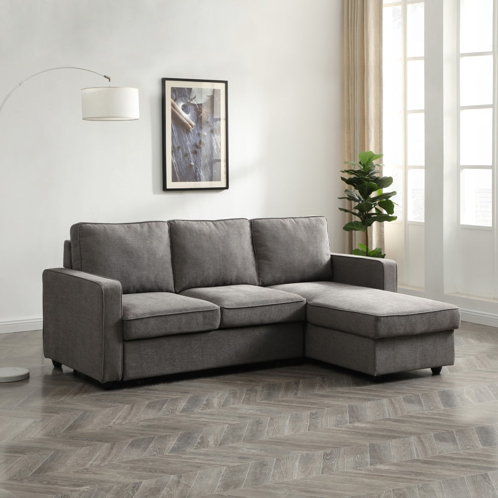 Myles Typhon Grey Weave Fabric Corner Sofa Bed