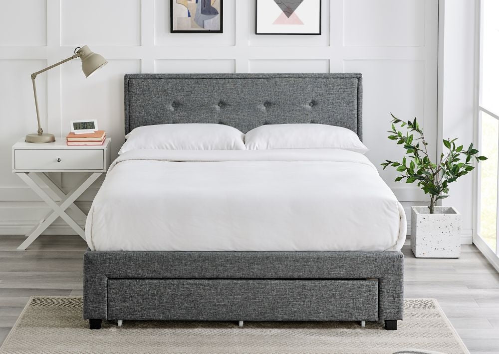 Florence Grey Fabric Bed - Comes in Double and King Size