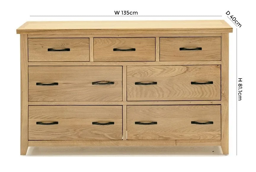 Vida Living Ramore Oak 7 Drawer Dresser Chest - Nestium