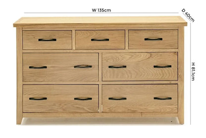 Vida Living Ramore Oak 7 Drawer Dresser Chest - Nestium