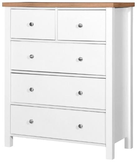 Astbury White and Oak 2+3 Drawer Chest