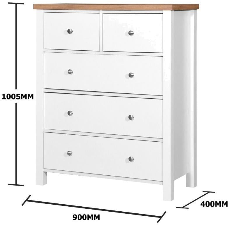 Astbury White and Oak 2+3 Drawer Chest