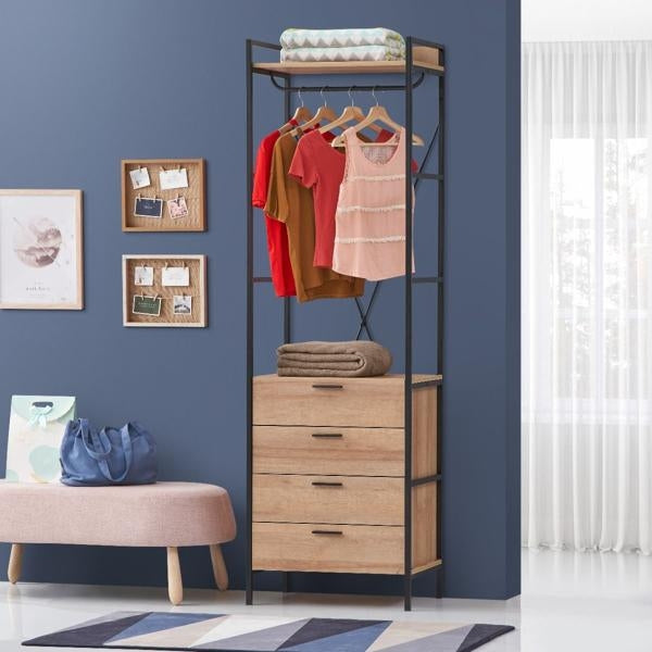 Claire Riviera Oak 4 Drawer Wardrobe - Nestium