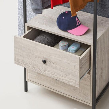 Zahra Ash Oak Open 2 Drawer Wardrobe - Nestium