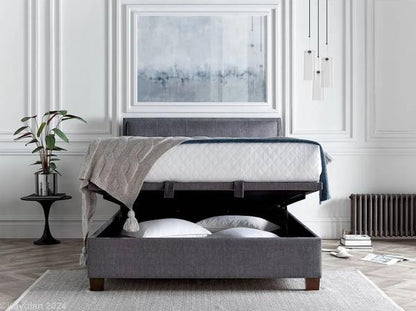 Kaydian Accent Vogue Grey Velvet Fabric Ottoman Storage Bed - Nestium