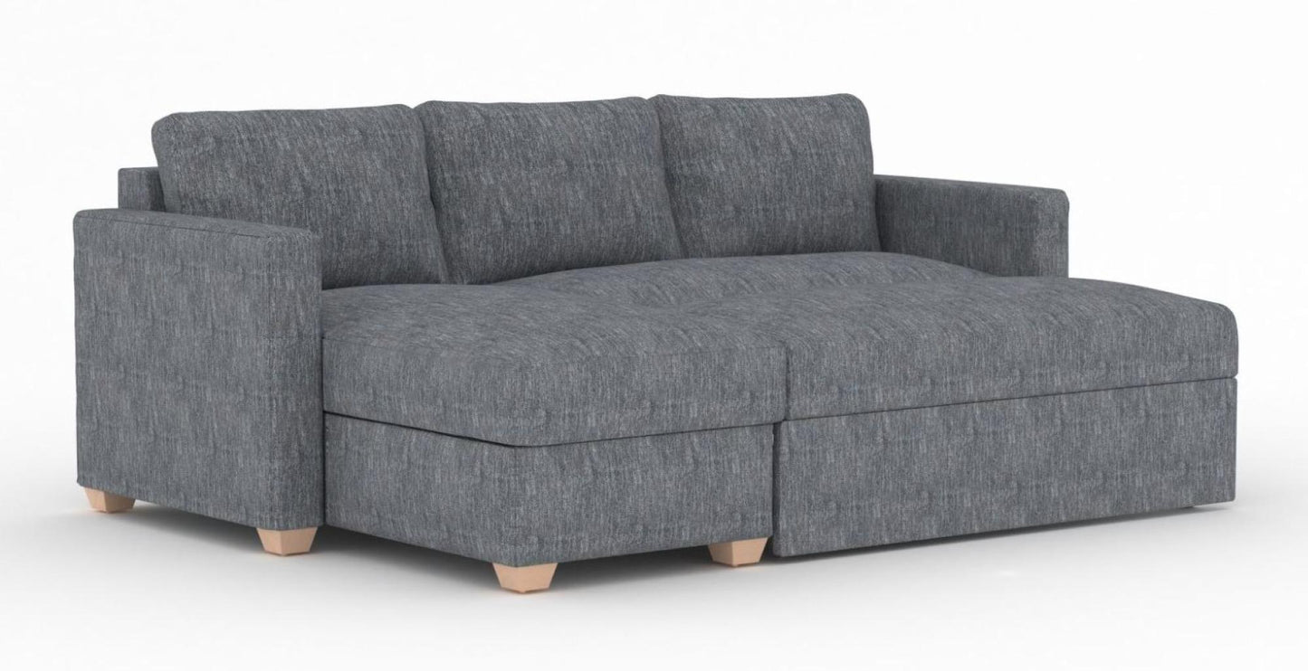 Oscar Piero Thunderstorm Fabric Corner Sofa Bed