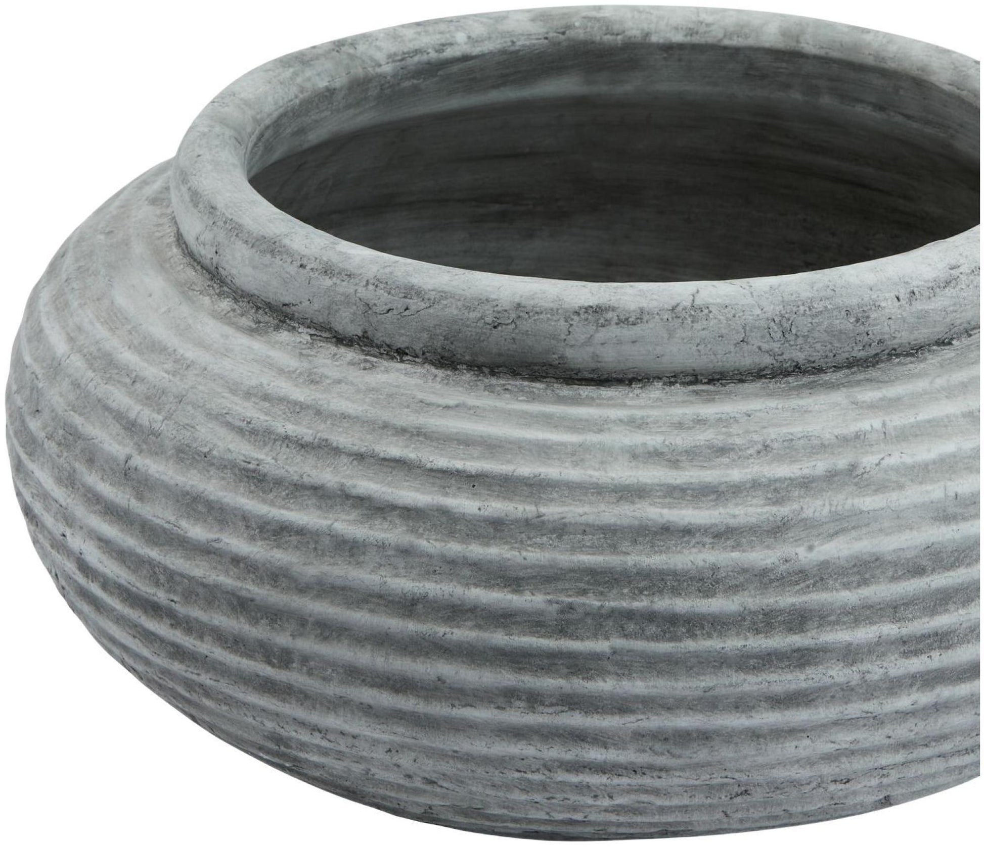 Athena White Ceramic Round Ribbed Planter - Nestium
