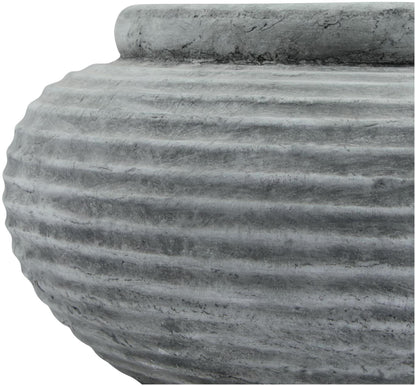Athena White Ceramic Round Ribbed Planter - Nestium