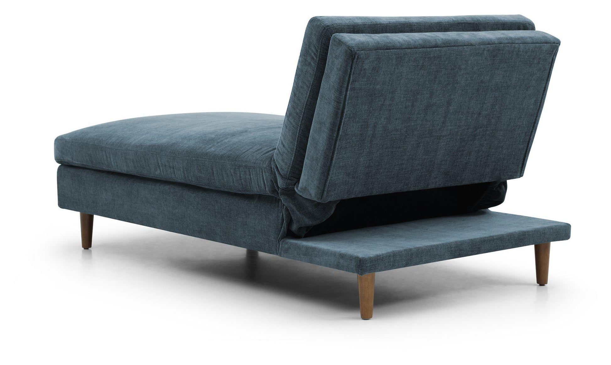 Scott Eryx Chenille Navy Blue Fabric Chaise Sofa Bed - Nestium