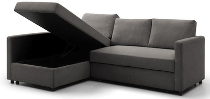 Clara Grey Fabric Corner Pull Out Sofa Bed with Storage - Nestium
