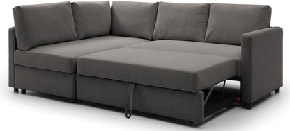 Clara Grey Fabric Corner Pull Out Sofa Bed with Storage - Nestium