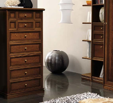 Camel Nostalgia Night Walnut Italian 7 Drawer Chest - Nestium