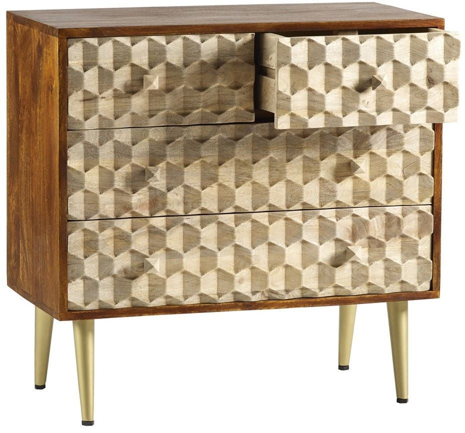 Mango Edison Two Tone Scandinavian Wood 4 Drawer Chest