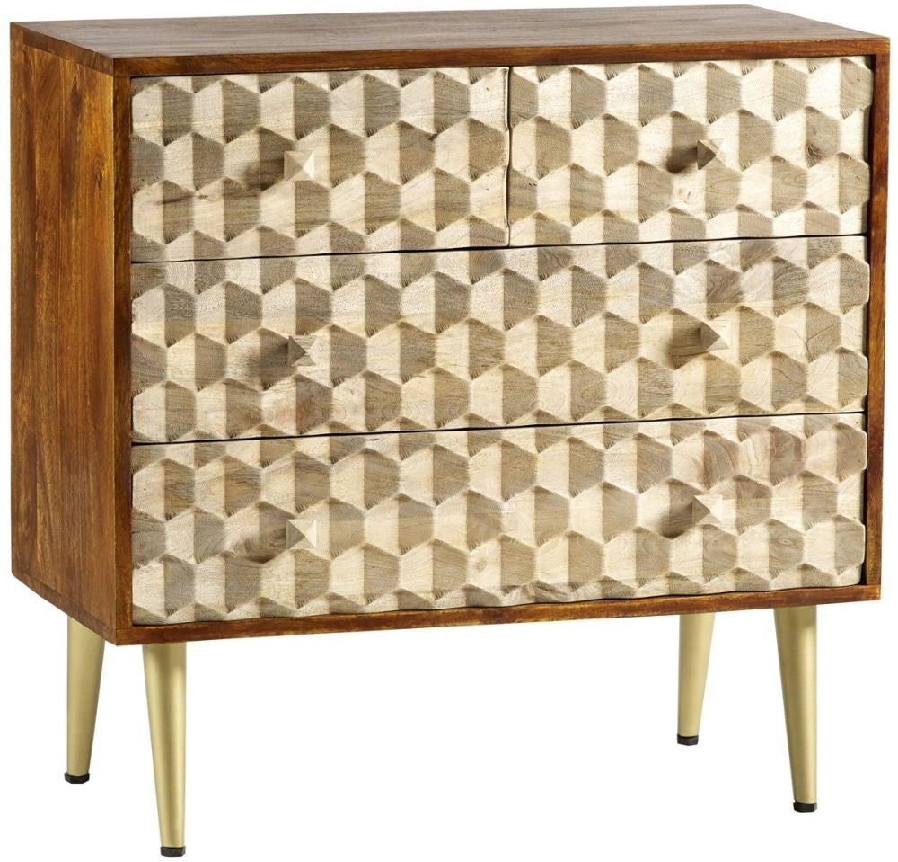 Mango Edison Two Tone Scandinavian Wood 4 Drawer Chest