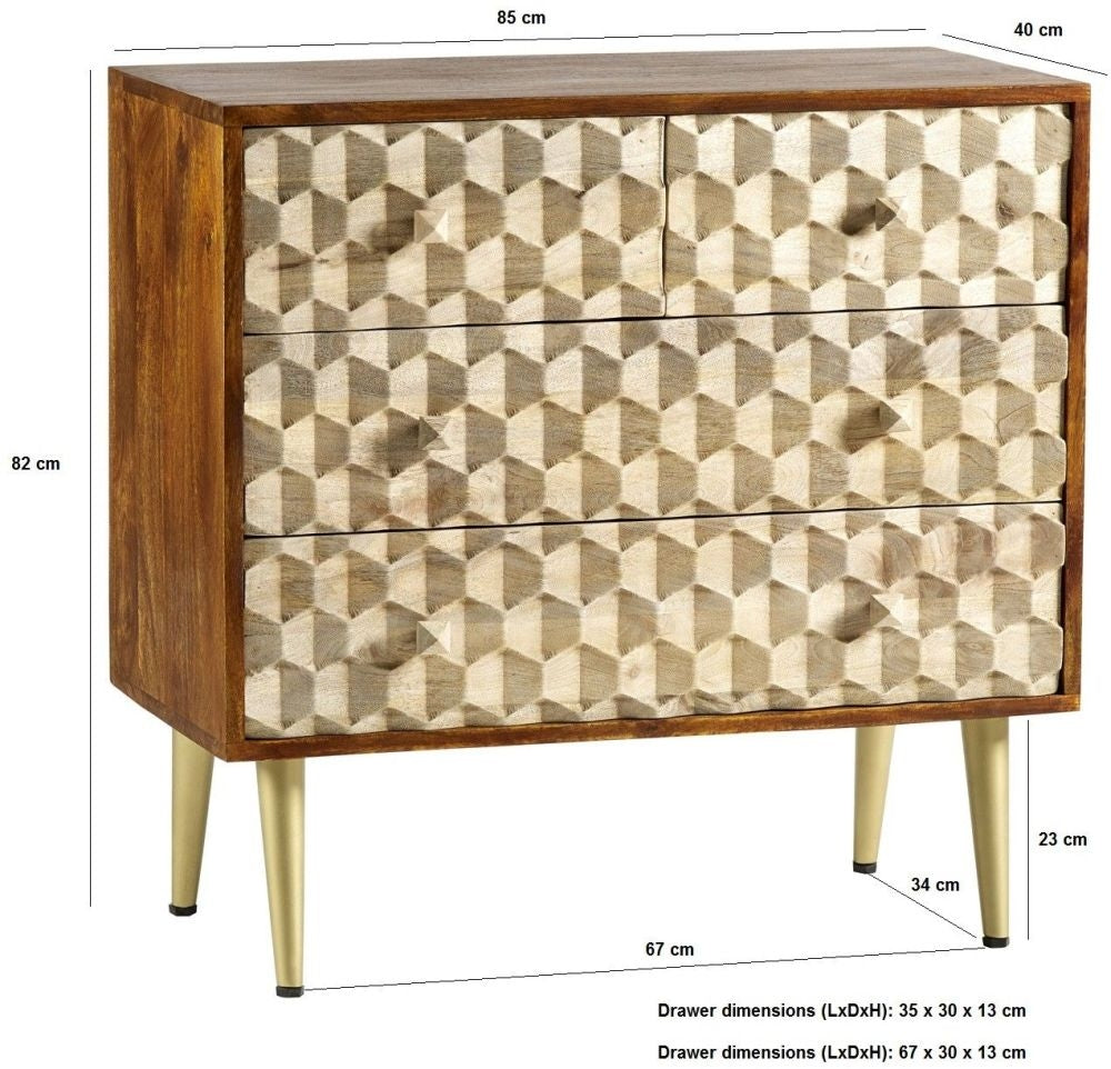 Mango Edison Two Tone Scandinavian Wood 4 Drawer Chest