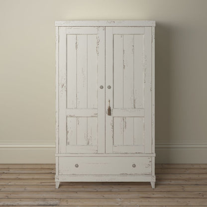 Willis and Gambier Atelier Distressed White 2 Door Combi Double Wardrobe