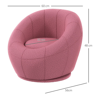 HOMCOM odern Accent Chair, Swivel Upholstered Armchair for Living Room, Bedroom, Home Office, Pink