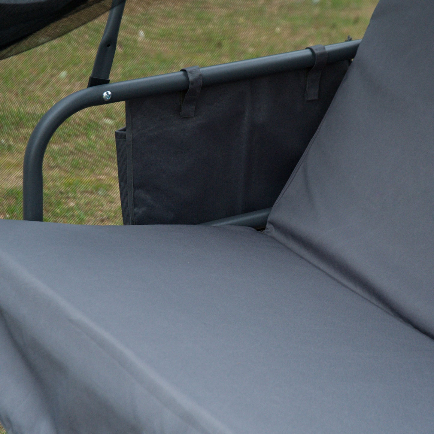 Outsunny Swing Chair Lounger Bed, 3 Persons, Convertible-Grey