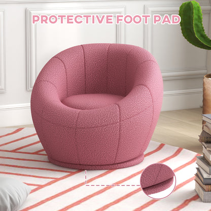 HOMCOM odern Accent Chair, Swivel Upholstered Armchair for Living Room, Bedroom, Home Office, Pink