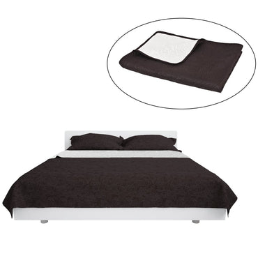 Double-Sided Quilted Bedspread 170X210 Cm Cream And Brown