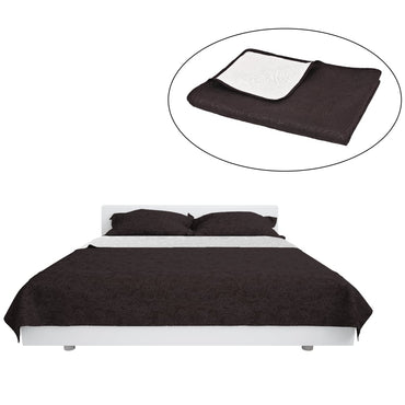 Double-Sided Quilted Bedspread 230X260 Cm Cream And Brown
