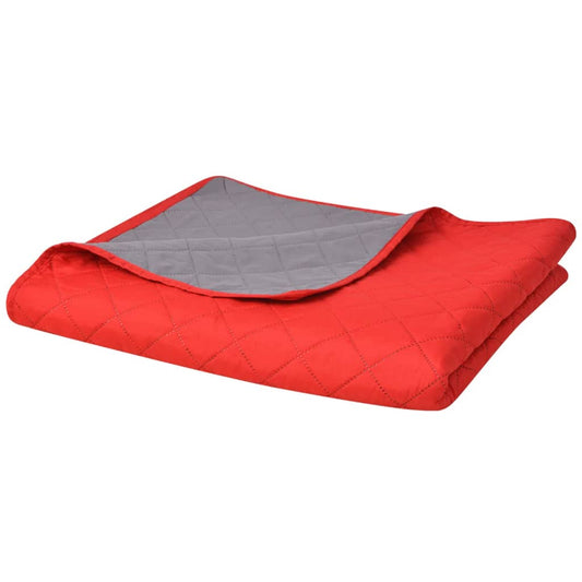 Double-Sided Quilted Bedspread Red And Grey 220X240 Cm