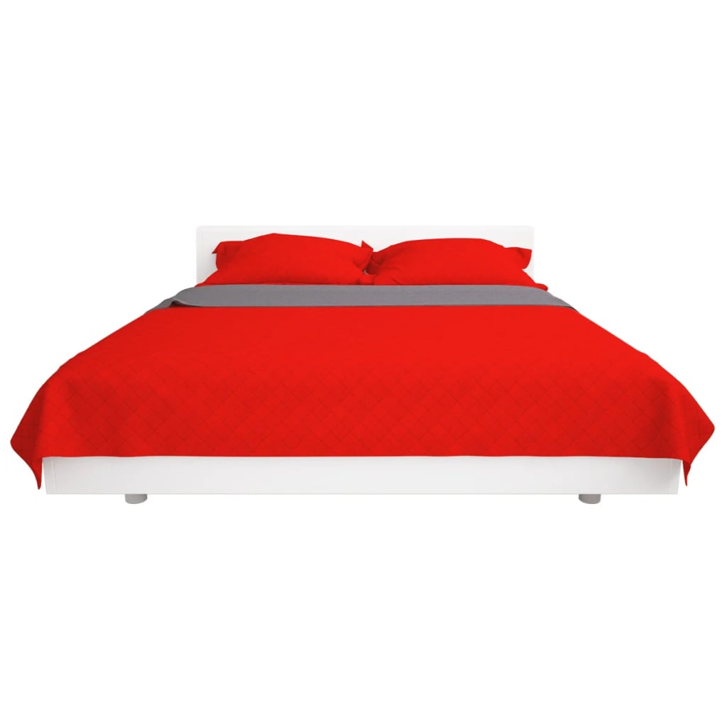 Double-Sided Quilted Bedspread Red And Grey 230X260 Cm