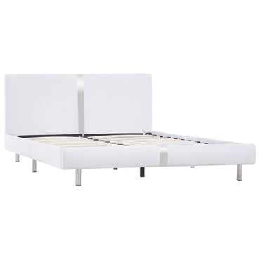 Bed Frame Without Mattress White Faux Leather 135X190 Cm Double