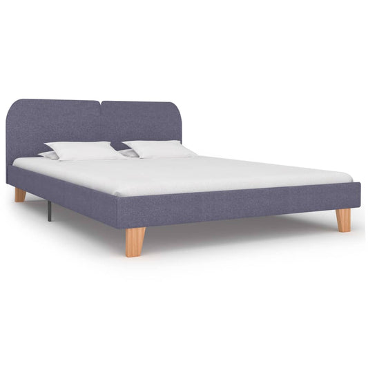 Bed Frame Light Grey Fabric 150X200 Cm King Size