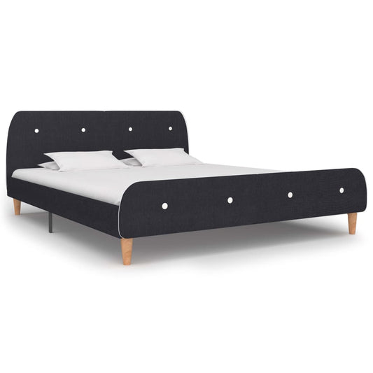 Bed Frame Dark Grey Fabric 150X200 Cm King Size