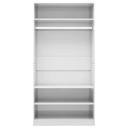 Wardrobe High Gloss White | Hinged | Engineered Wood | 3 Compartments | 1 Door | 100cm