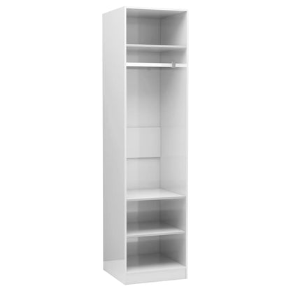 Wardrobe High Gloss White | Hinged | Engineered Wood | 3 Compartments | 1 Door | 50cm