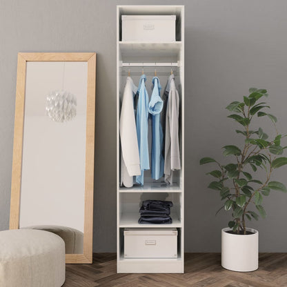 Wardrobe High Gloss White | Hinged | Engineered Wood | 3 Compartments | 1 Door | 50cm