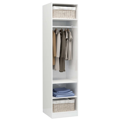 Wardrobe High Gloss White | Hinged | Engineered Wood | 3 Compartments | 1 Door | 50cm