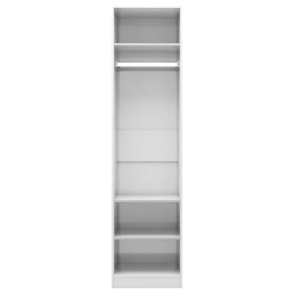 Wardrobe High Gloss White | Hinged | Engineered Wood | 3 Compartments | 1 Door | 50cm